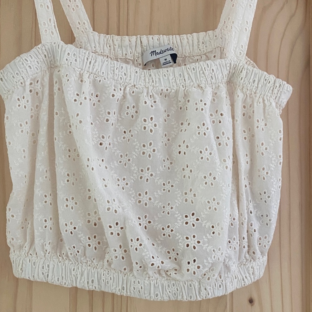 Madewell Cream Eyelet Cropped Tank. Worn 3 times - Picture 5 of 6